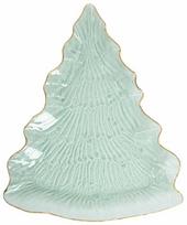 Kalėdinė lėkštė serviravimo Homla EverFrost, 39 cm x 32.5 cm x 2.5 cm, aukso sp./žalia sp.