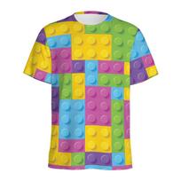 Kids Boy Clothes Puzzle Game Vintage Blocks 3D Print O-Neck Pattern T-Shirt Fun Children's Clothing Outdoor Clothes for Children 130 yellow