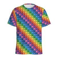 Kids Boy Clothes Puzzle Game Vintage Blocks 3D Print O-Neck Pattern T-Shirt Fun Children's Clothing Outdoor Clothes for Children 160 brown