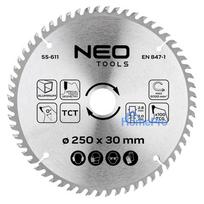 Saw blade, widia, 250 x 30 mm, 100 teeth, for aluminium