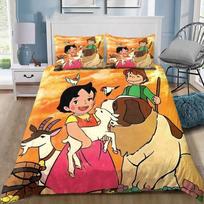 Heidi Girl of the Alps Print Bedding Set Duvet Cover Set Kids Bedding Set with Pillowcases Soft Microfiber Home Decor Gift 100x135cm-2pcs