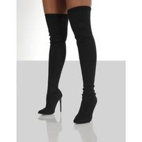 Spring new women's boots elastic boots retro women's stiletto high heels knitted tube knee boots 38