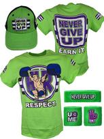 John Cena Cenation Respect Green Mens Costume Hat T-shirt Wristbands 150 blue
