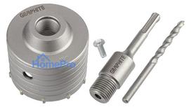 Carbide hole cutter 80 mm with adapter SDS+ and pilot drill bit