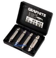 Reversible screw extractors for broken screws or damaged sockets, set 4 pcs