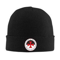 Custom Knights Templar Flag Bonnets Knitted Hat Warm Soft Beanies Hats Autumn Winter Outdoor Head Wrap Caps for Adults Men Women One Size black