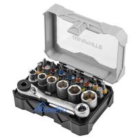 Set of 25 mm bits and sockets with ratchet and 60 mm magnetic holder, 24 pieces.