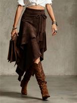 European Cross-border Retro Western Irregular Suede Solid Color Skirt (Size 2026) S black