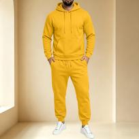 Men's Pullover Hoodie Sweatshirt Athletic Track Suit Set for Sports, Workout and Casual Wear S yellow