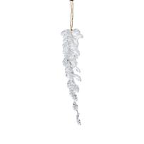 Clear Acrylic Snowflake and Icicle Hanging Ornaments with Bead Drop Accents for Christmas Tree Decor, Clear Leaf One Size white