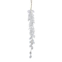 Clear Acrylic Snowflake and Icicle Hanging Ornaments with Bead Drop Accents for Christmas Tree Decor, Clear Leaf One Size