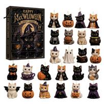 Christmas Countdown Calendar Cat Dog Advent Calendar, 24Pcs Acrylic 2D Ornament Set Retro Gift Box with Cute Kitten/Dog/Lion Designs, Holiday J