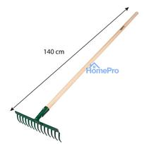 Universal straight rake, 14 tines, riveted head, wooden handle