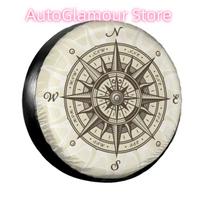 Cardinal Directions And Compass Rose Spare Wheel Tire Cover for Jeep Mitsubishi Direction Vehicle Accessories 14  15  16  17 14inch