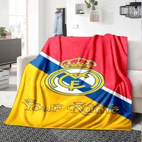 Real Madrid Club Customize Your Name Blanket Gift Personalized Blanket Ultra-Soft Great for Bedding Office Bed Livingroom Four Seasons Multipurpose 150cmx180cm