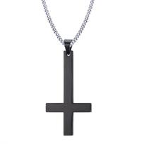 Xiaomi Vnox Male Black St Peter's Inverted Cross Pendant Necklace for Men Stainless Steel Choker Crux de Sanctus Petrus Jewelry 50cm