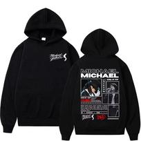 Autumn and Winter Michael Jackson Music Hoodie   Fashion Hip-hop Rock Singer Street Vintage Top Men Women Fan Gifts M black