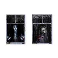 2PCS Blood-Themed Scary Halloween Backdrops 2D Flat Window Silhouettes  Indoor Decor Style 5