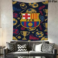 Barcelona Football Crest Pattern Bedding 1 Duvet Cover 2 Pillowcase Without Core Soft And Comfortable Duvet Cover And Pillowcase Bedding Set 150cm x 200cm
