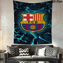 Barcelona Football Crest Pattern Bedding 1 Duvet Cover 2 Pillowcase Without Core Soft And Comfortable Duvet Cover And Pillowcase Bedding Set 150cm x 200cm