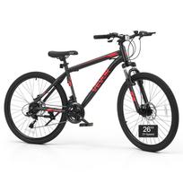 VEVOR Mountain Bike for Men and Women 66 cm Outdoor Bicycle 21 Speeds, Adult Bikes, Front Suspension, Adjustable Saddle, All-Terrain Tires 168 x 65 x 99 cm