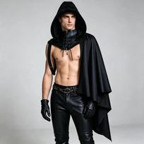 Halloween Gothic Mens Adult Cosplay Set Grim Reaper/Vampire One-Shoulder Cape Multiple Styles Stage Performances Costumes black