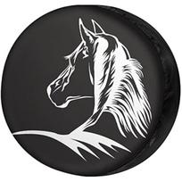 Black White Horse Spare Tire Cover Waterproof Sun Protector 14inch