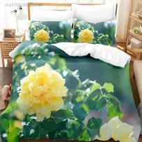 New 3D Print Green Rose Flower Bedding Set Bedroom Soft Modern Bedspreads Comefortable Duvet Cover Quilt Cover And Pillowcase EU single(135x200cm)