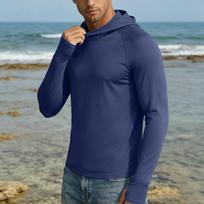 Men's 50 Plus Sun Lightweight Quick Dry Hoodie Long Sleeve Top with Breathable Fabric for Outdoor Activities XL blue