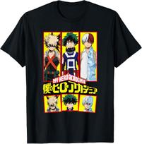MHA Deku Bakugo Todoroki Framed Portraits Colorful Anime T-Shirt L yellow