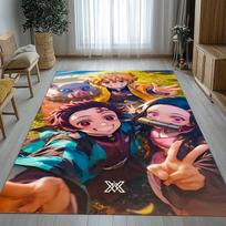 Demon Slayer Kimetsu no Yaiba Tanjiro Nezuko Anime Non-Slip Area Rug for Living Room,Bedroom Carpet Mat for Sofa,Home Decor Gift 100cmx150cm