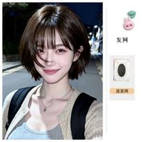 Wig female Korean short straight hair BOBO head hair volume Japanese manga age reduction atmosphere simulation hair full head cover type gray
