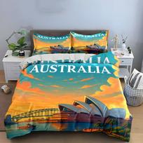 Australia Landmark Decor Set Bedding Set with 1 Duvet Cover 2 Pillowcases Single Double King Queen, Gift AS Queen 210X210cm&set