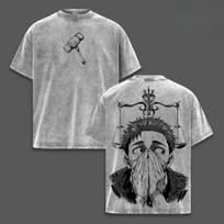 Itadori Yuji Printed Tee Anime Jujutsu Kaisen Clothing Men Women Retro Washed T-shirts Loose Cotton Tshirt Harajuku Male T Shirt S gray