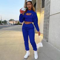 Fashion Women's Clothing Fleece Drawstring Solid Color Hooded Sweater Long Sleeve Drawstring Trousers Vest Three-piece Set XL