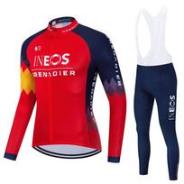 Thermal Fleece Cycling Set Long Sleeve Jersey Bib Pants Road Bike Winter Ride XXL