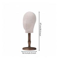Mannequin Head with Wooden Stand | clothCovered, Antique-Style, Hat Display