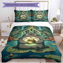 3pcs Duvet Cover Set (1*Duvet Cover + 2*Pillowcase, Without Core), My Neighbor Totoro Print Soft All‑Season Bedding Set, Home Bedroom Decor Gift 135cmx200cm