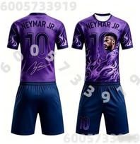 Men's Summer AI Neymar # 10 Commemorative Edition Football Shirt T-shirt Shorts Set Summer Children's Adult Parent Child Wear 150