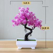 Sodo kompozicijos ornamentai Plastikiniai augalai Bonsai Mažas medis Vazonas Dirbtinis augalas Vazoninė gėlė Namų kambario stalo dekoracija purple