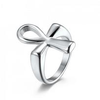 Stainless Steel Ankh Cross Ring Men 18K Gold Plated Vintage Egyptian Style Jewelry Size 8-13 11 white