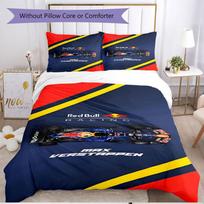 3pcs Duvet Cover Set (1*Duvet Cover + 2*Pillowcase, Without Core), Red Bull Racing Print Soft All‑Season Bedding Set, Home Bedroom Decor Gift 140cmx210cm