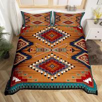 Bohemian Southwestern Native Duvet Cover Set Boho Aztec Bedding Set with Pillowcases Vintage Farmhouse Quilt Cover Single AU Single(140x210cm)