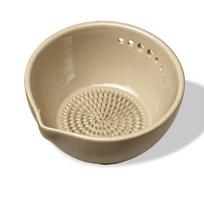 Handmade Herb Stripper Bowl 2-in-1 Garlic Grinder Multi-Functional Garlic Crusher  Home Cooking Khaki-7 Holes