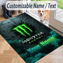 Custom Text Printed Rug Monster Energy Non Slip Floor Carpet For Home Room Decor 40cmx60cm black
