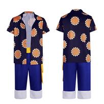 One Piece Monkey D Garp Cosplay Full Set, Luffy Grandpa Anime Stage Performance Costume XXXL blue
