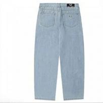 Mens Streetwear Denim Pants - Washed Distressed Straight Leg Casual Trousers Teens 2025 XXL gray