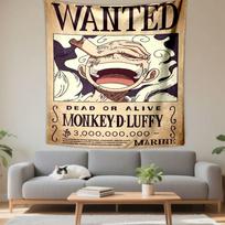 One Piece Wanted Poster Monkey D Luffy Gear 5 Dead or Alive Wall Tapestry Bounty Marine Decor for Bedroom Dorm Gift Fans 130x150cm(51x59in)