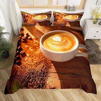 Coffee Duvet Cover Queen King Cartoon Coffee Drink Cup Print Bedding Set Coffee Lover Comforter Cover Modern Brown Quilt Cover 100x135cm 3pcs