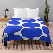 Iconic Mid Century Modern Pattern in White and Blue Throw Blanket 75cm*90cm white